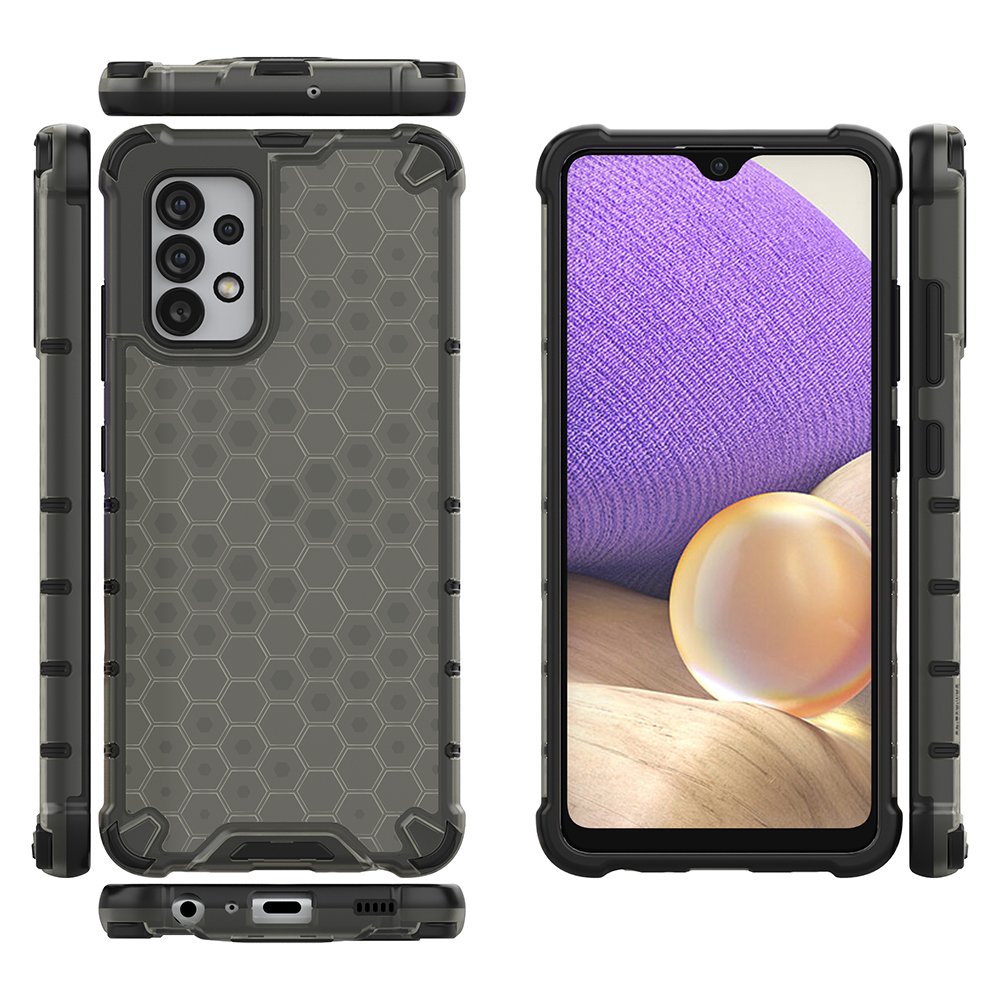 Honeycomb-etui pansret cover med gelramme til Samsung Galaxy A03s (166.5) sort