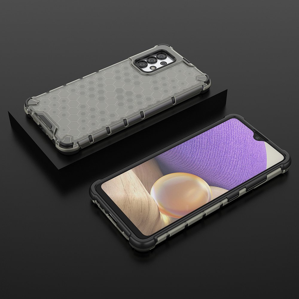 Honeycomb-etui pansret cover med gelramme til Samsung Galaxy A03s (166.5) sort