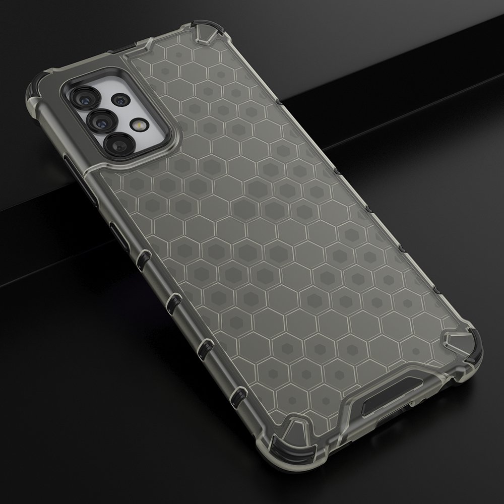 Honeycomb-etui pansret cover med gelramme til Samsung Galaxy A03s (166.5) sort