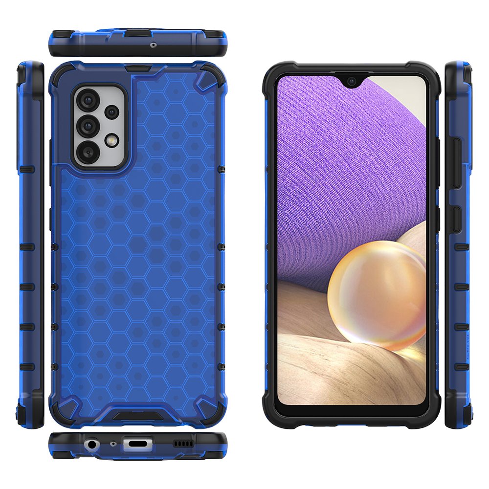 Honeycomb-etui pansret cover med gelramme til Samsung Galaxy A03s (166.5) blå