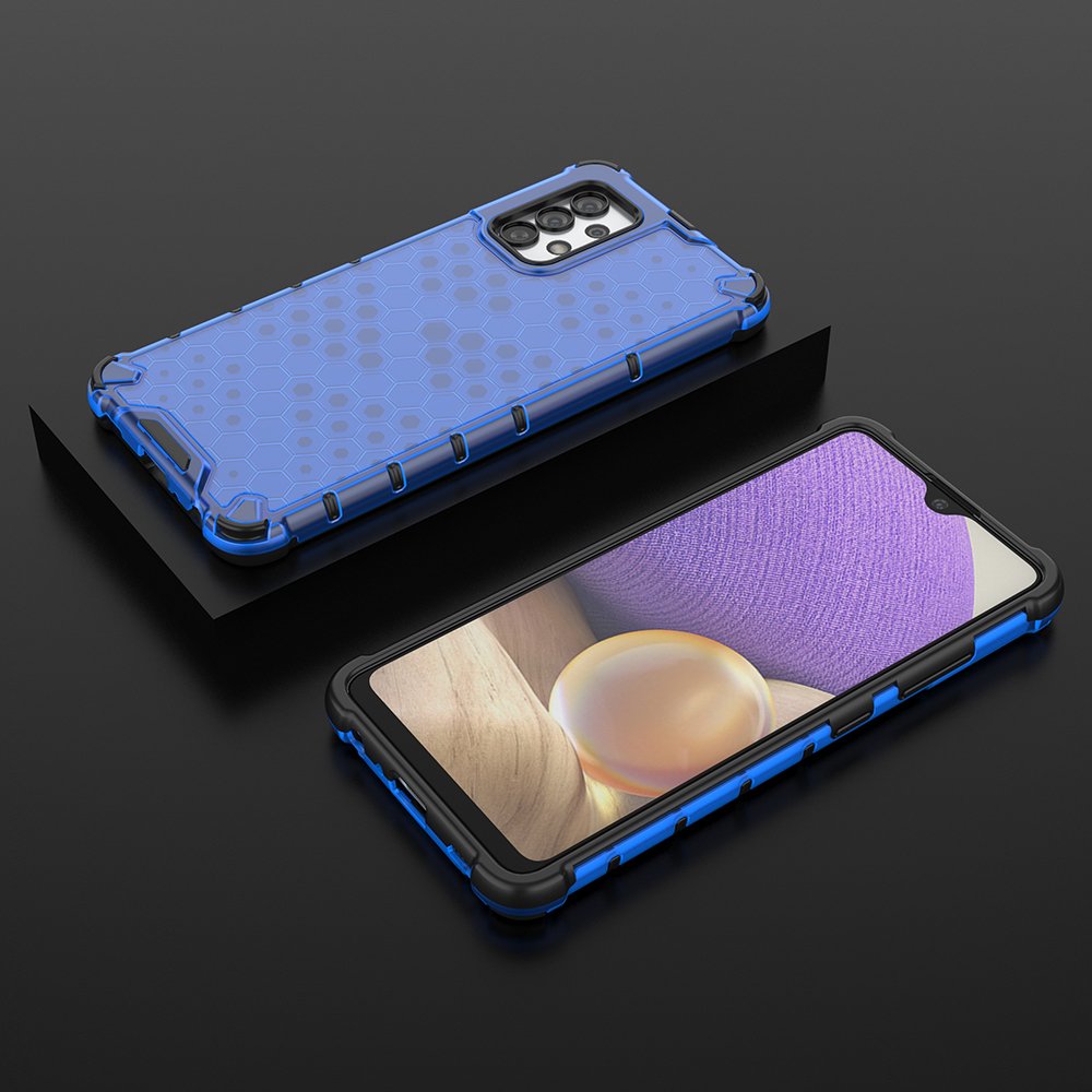 Honeycomb-etui pansret cover med gelramme til Samsung Galaxy A03s (166.5) blå