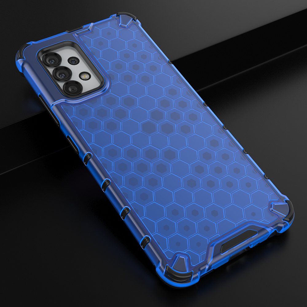 Honeycomb-etui pansret cover med gelramme til Samsung Galaxy A03s (166.5) blå