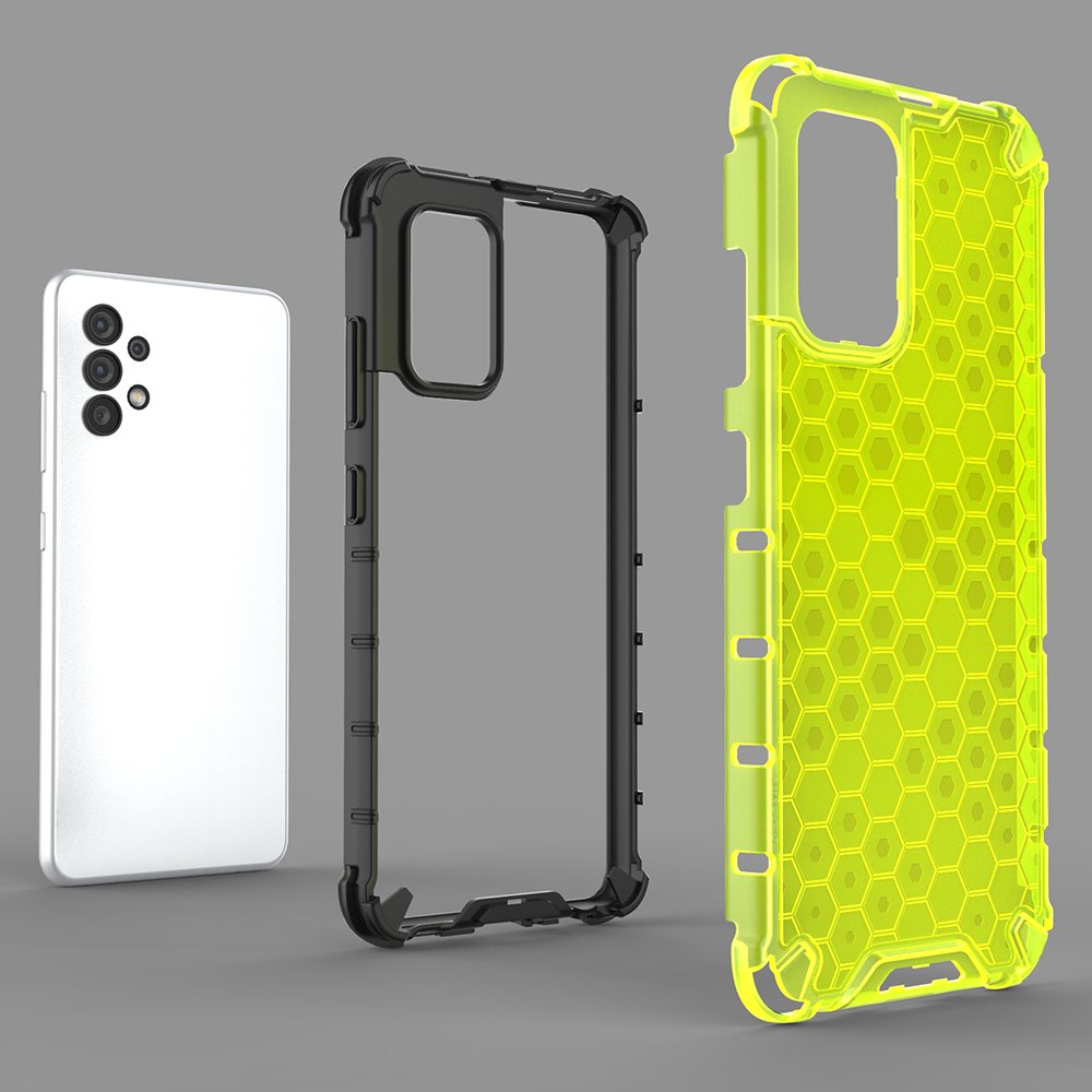 Honeycomb-etui pansret cover med gelramme til Samsung Galaxy A03s (166.5) blå