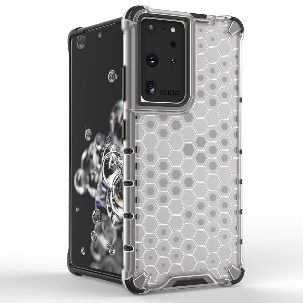 Honeycomb-etui pansret cover med gelramme til Samsung Galaxy S22 Ultra blue