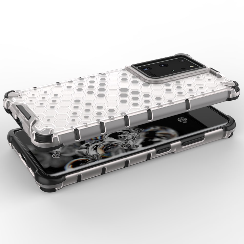 Honeycomb-etui pansret cover med gelramme til Samsung Galaxy S22 Ultra blue