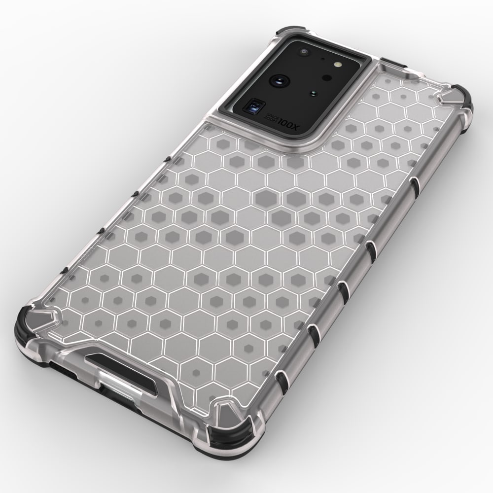 Honeycomb-etui pansret cover med gelramme til Samsung Galaxy S22 Ultra blue