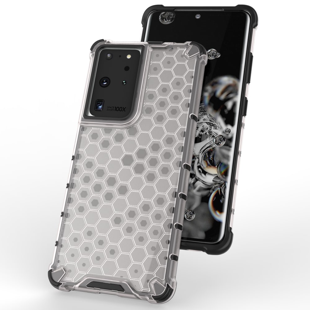 Honeycomb-etui pansret cover med gelramme til Samsung Galaxy S22 Ultra blue