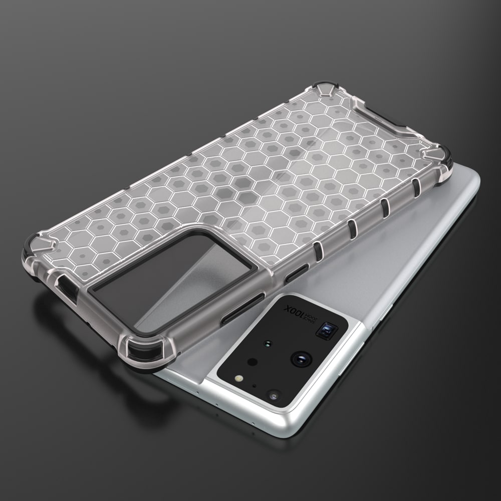 Honeycomb-etui pansret cover med gelramme til Samsung Galaxy S22 Ultra blue