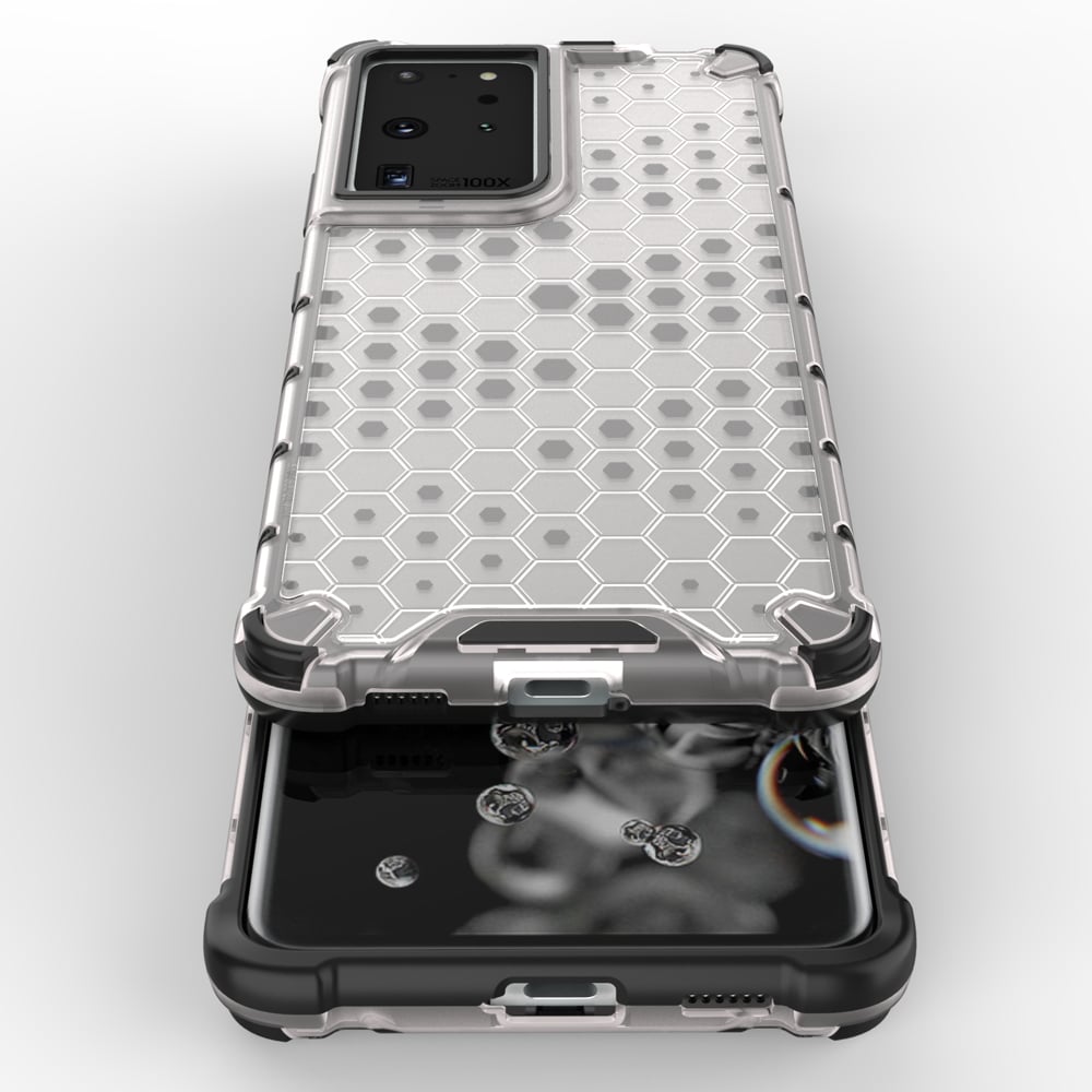 Honeycomb-etui pansret cover med gelramme til Samsung Galaxy S22 Ultra blue