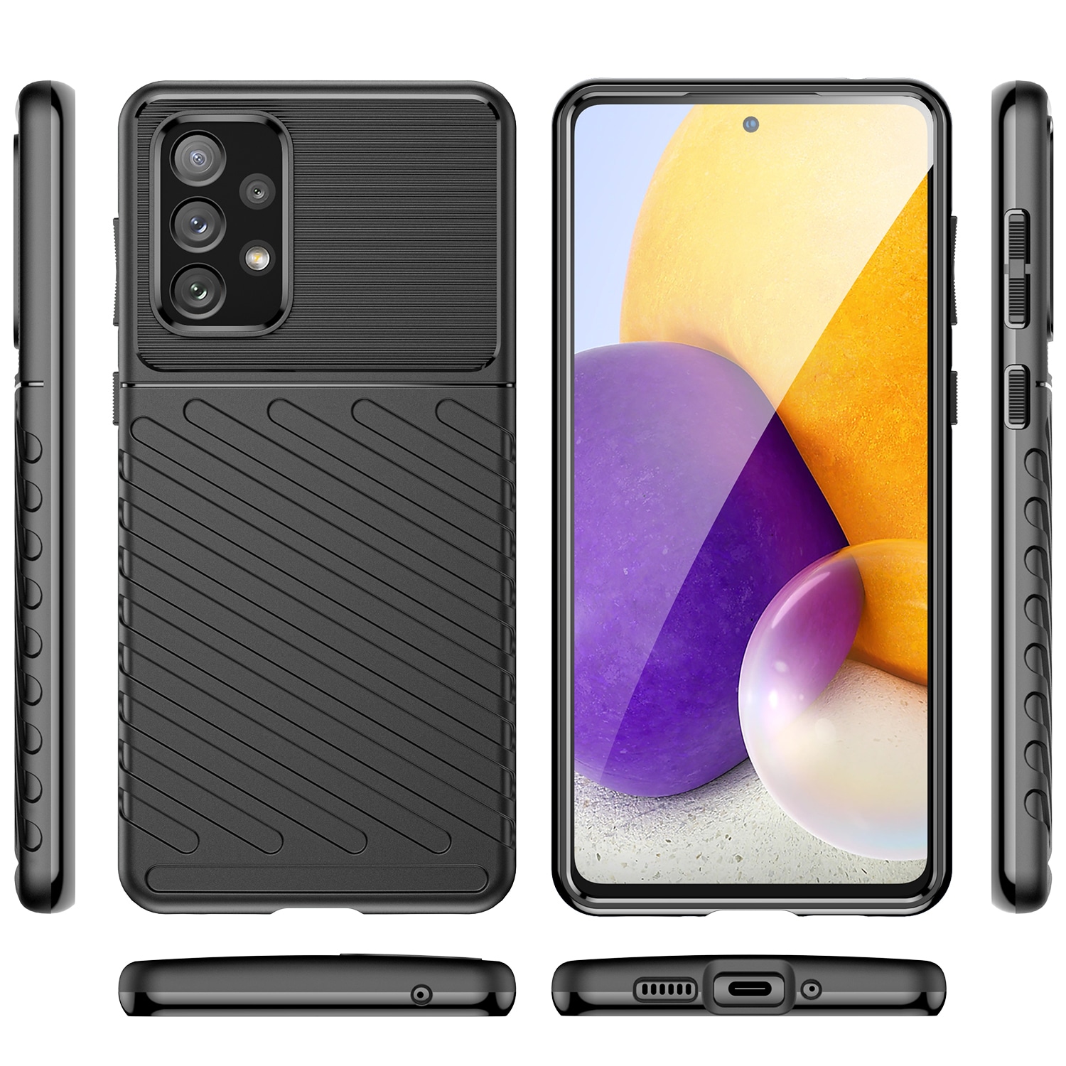 Thunder Case fleksibelt panseret cover til Samsung Galaxy A73 sort
