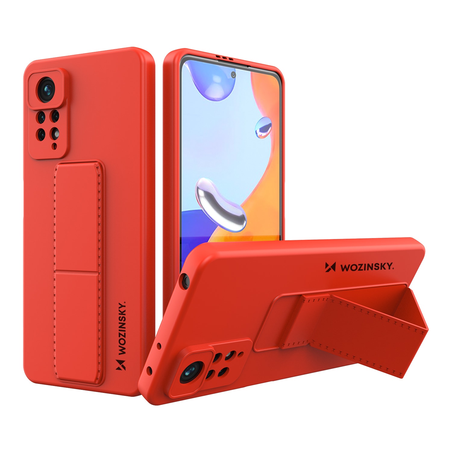 Wozinsky Kickstand-etui silikoneetui med stander Xiaomi Redmi Note 11 Pro rød