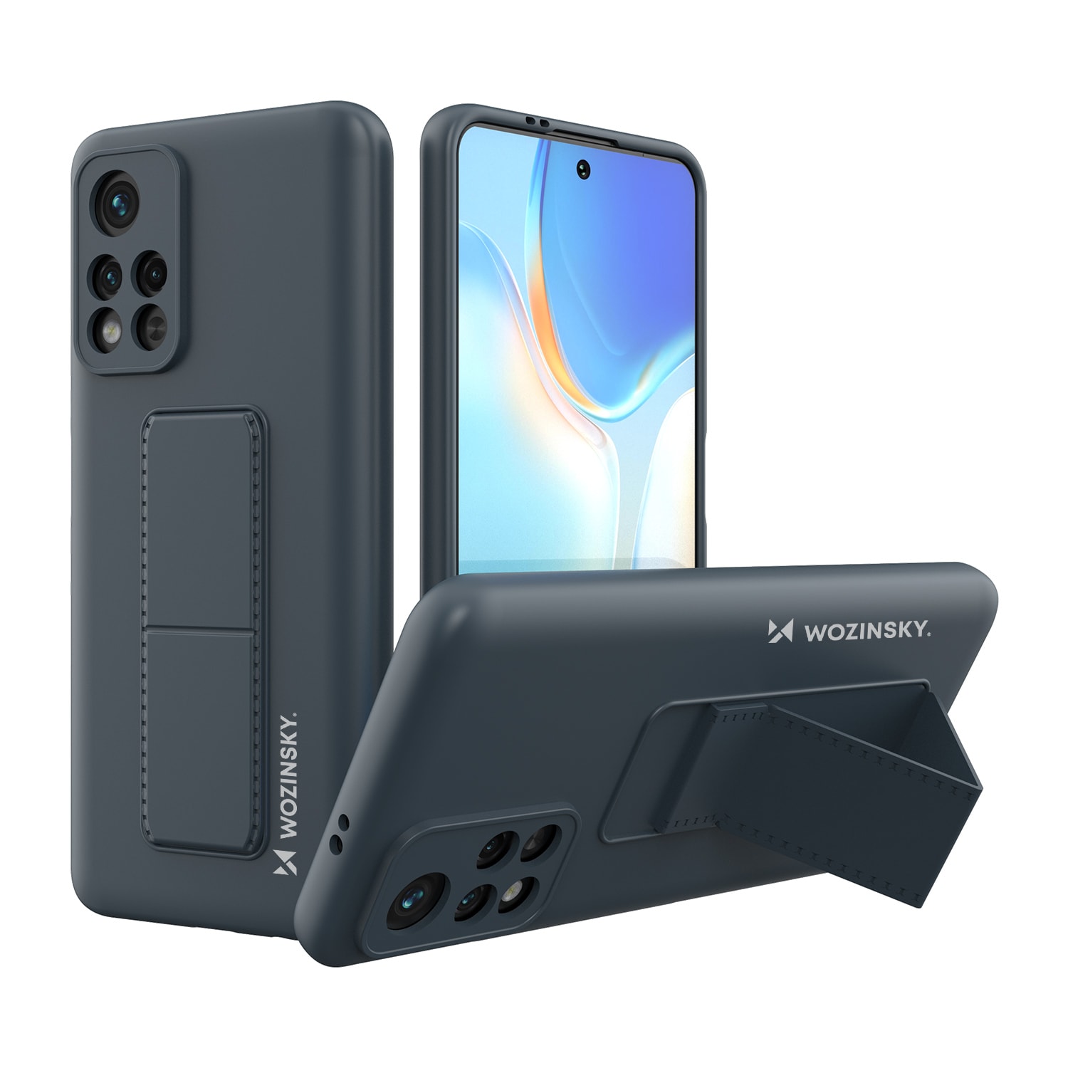 Wozinsky Kickstand-etui silikoneetui med stander Xiaomi Poco M4 Pro 5G marineblå