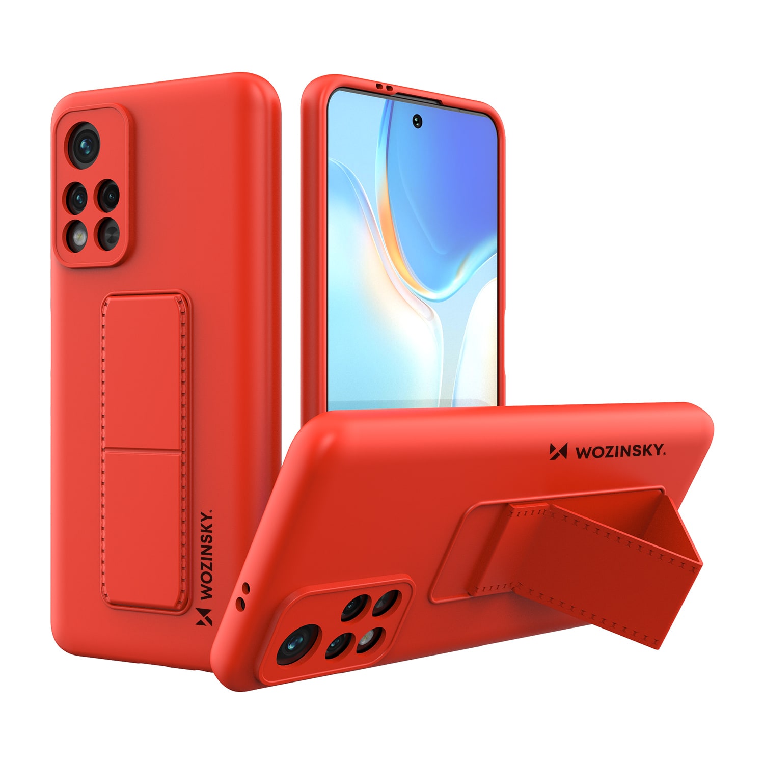 Wozinsky Kickstand-etui silikoneetui med stander Xiaomi Poco M4 Pro 5G rød