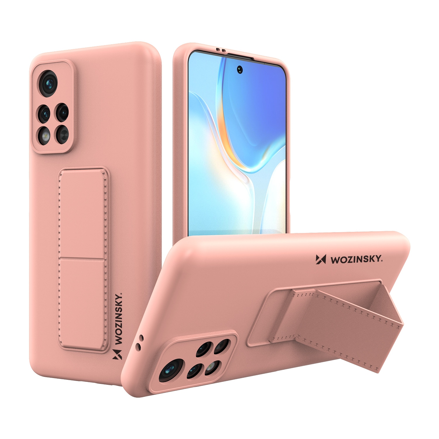 Wozinsky Kickstand-etui silikoneetui med stander Xiaomi Poco M4 Pro 5G pink