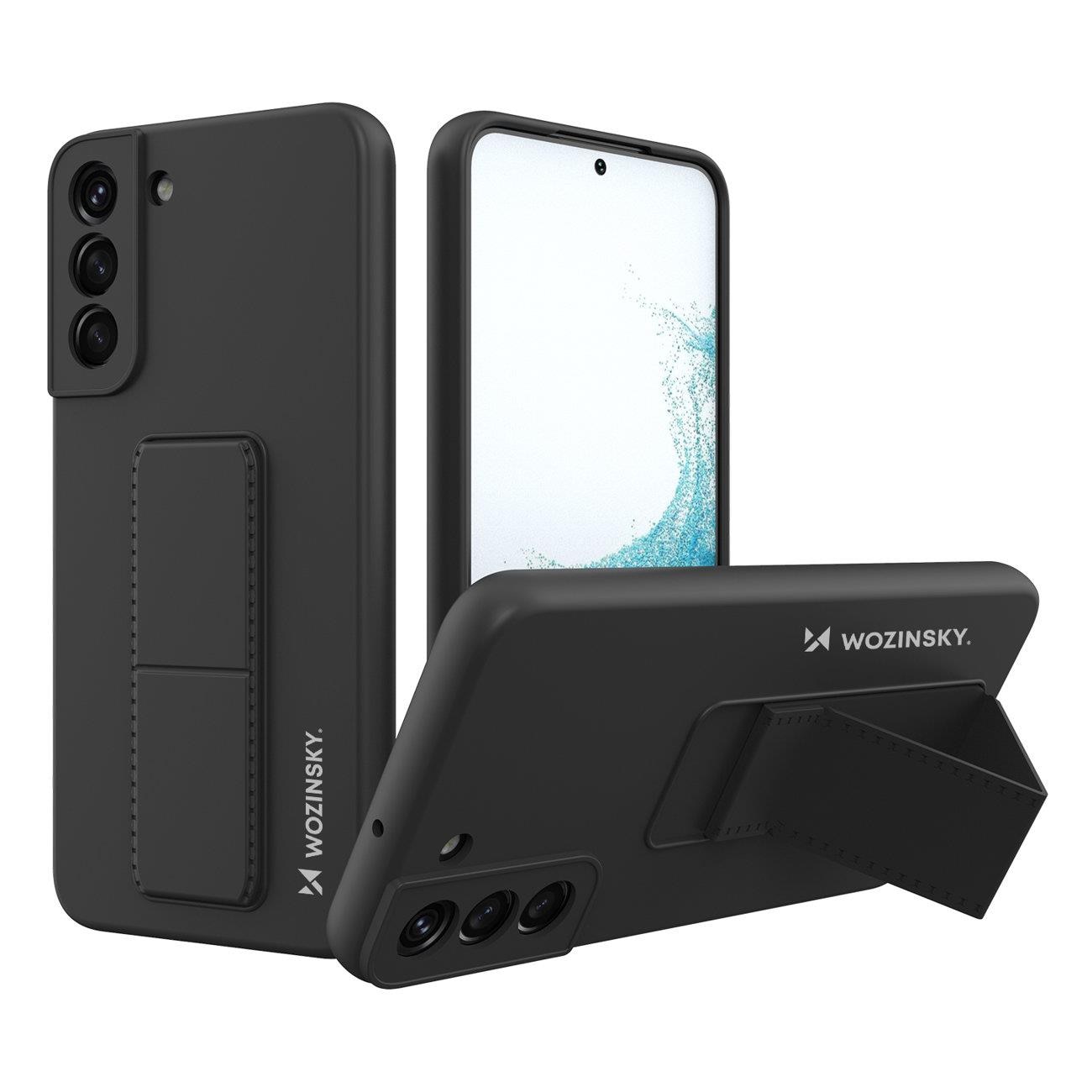 Wozinsky Kickstand Case silikoneetui med stander til Samsung Galaxy S22+ sort