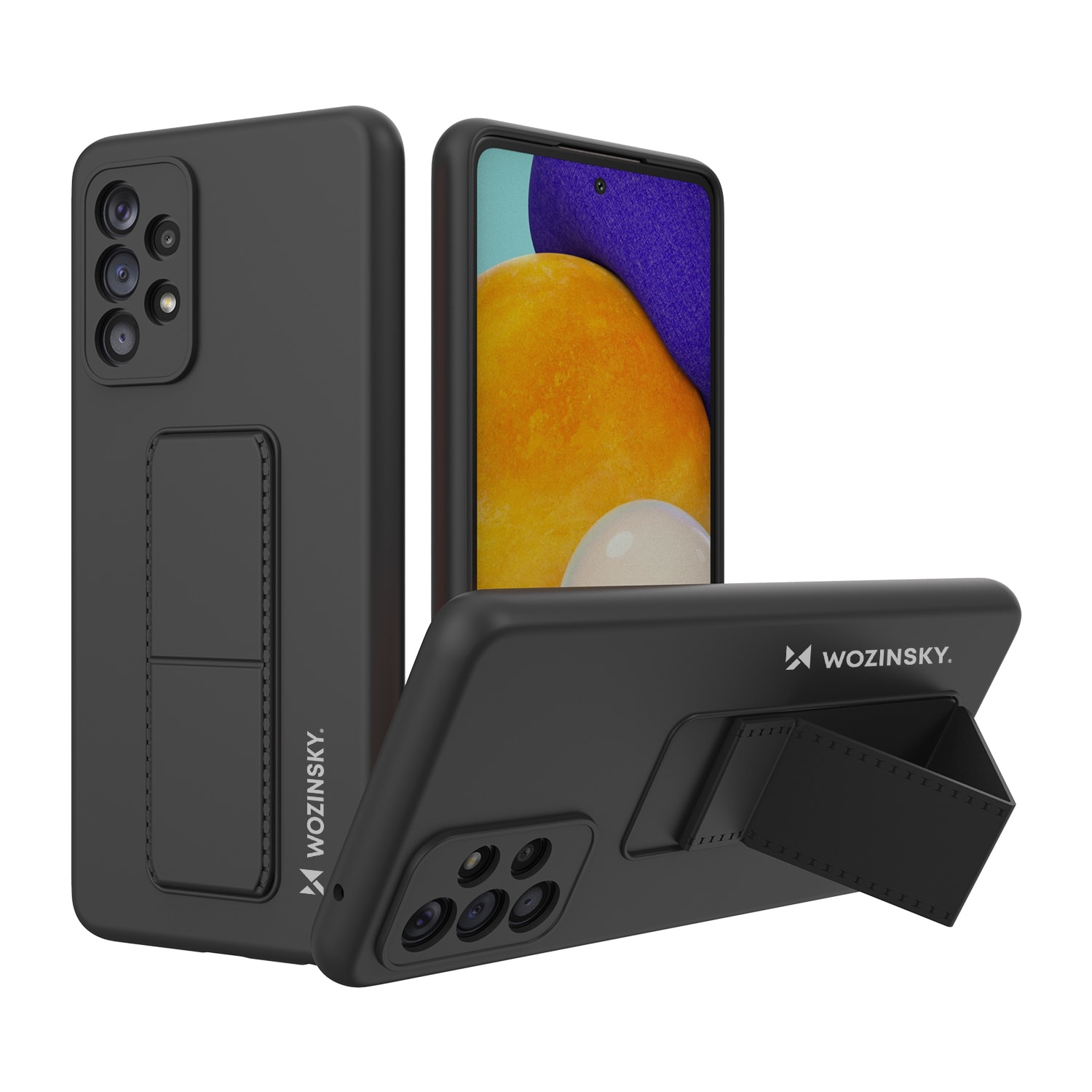 Wozinsky Kickstand-etui silikoneetui med stander til Samsung Galaxy A73 sort
