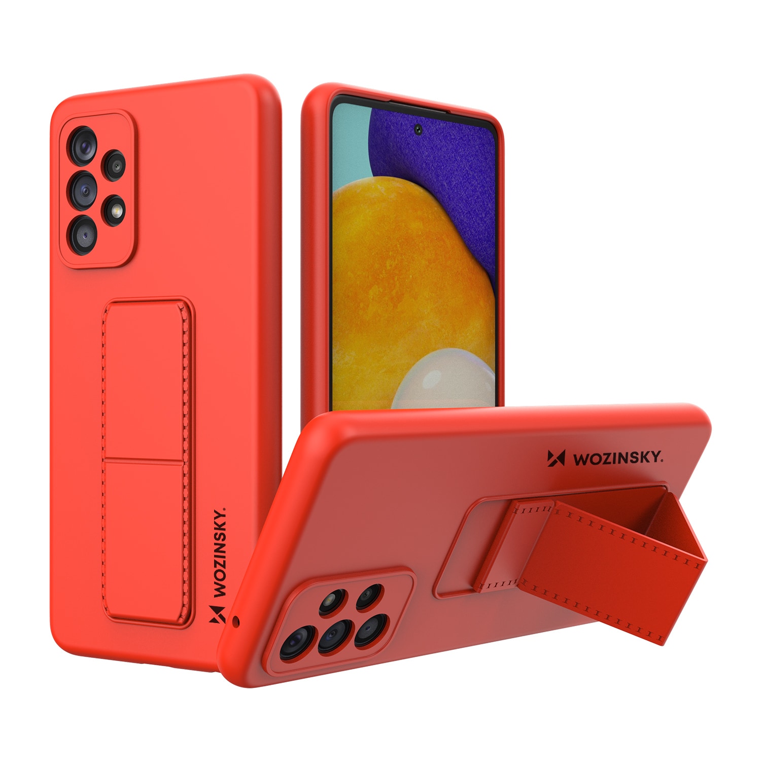 Wozinsky Kickstand-etui silikoneetui med stander til Samsung Galaxy A73 rød