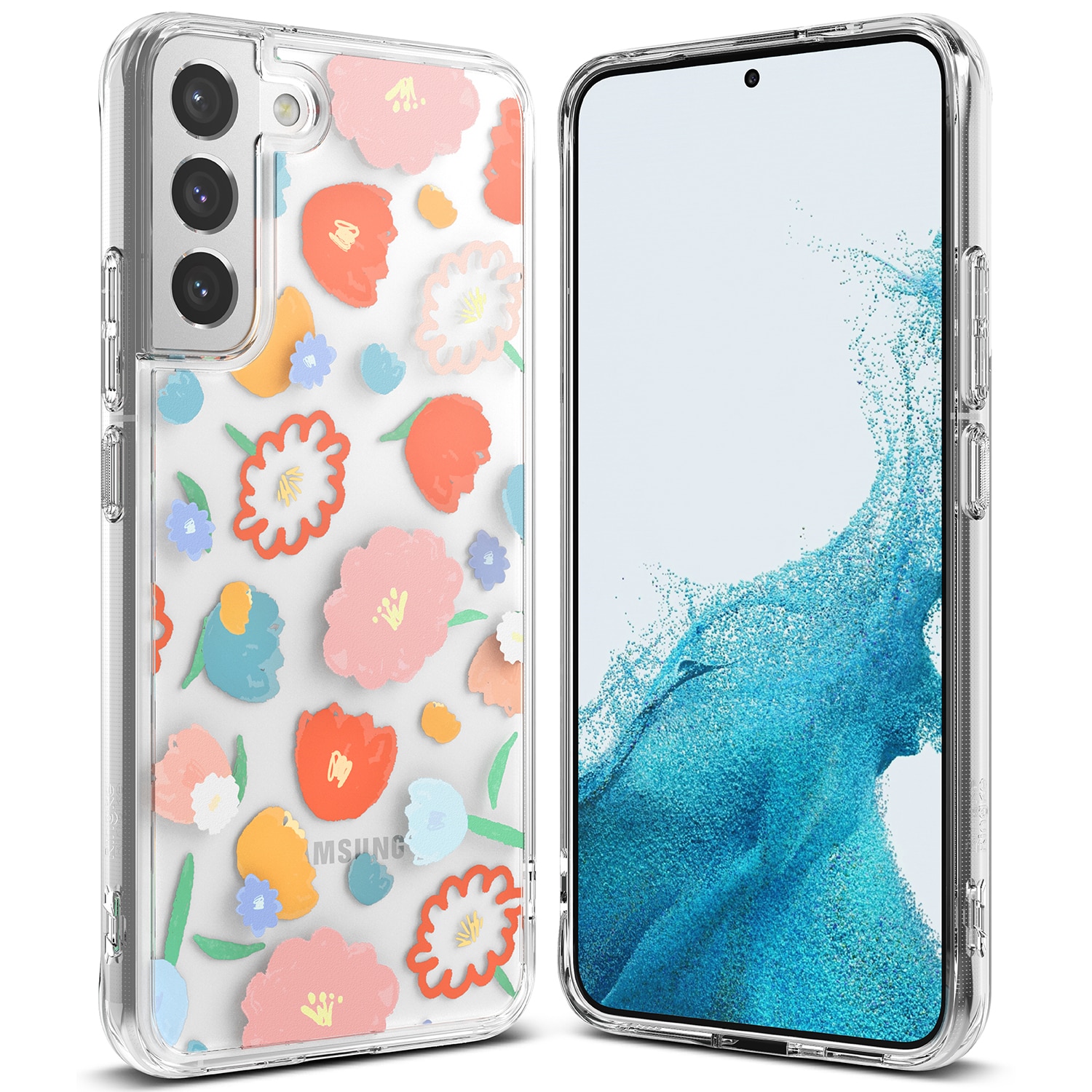 Ringke Fusion Armored Case med gelramme til Samsung Galaxy S22+ (Floral, transparent) (F593R31)