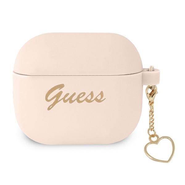 Guess GUA3LSCHSP AirPods 3 cover pink/pink Silikone Charm Heart Collection