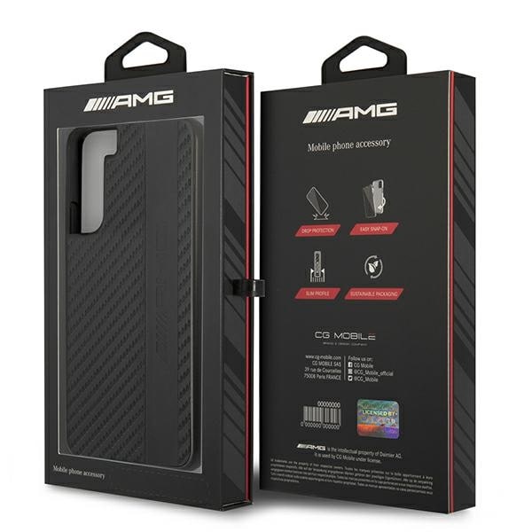 AMG Carbon Stripe&Embossed-etui til Samsung Galaxy S22+ - Sort