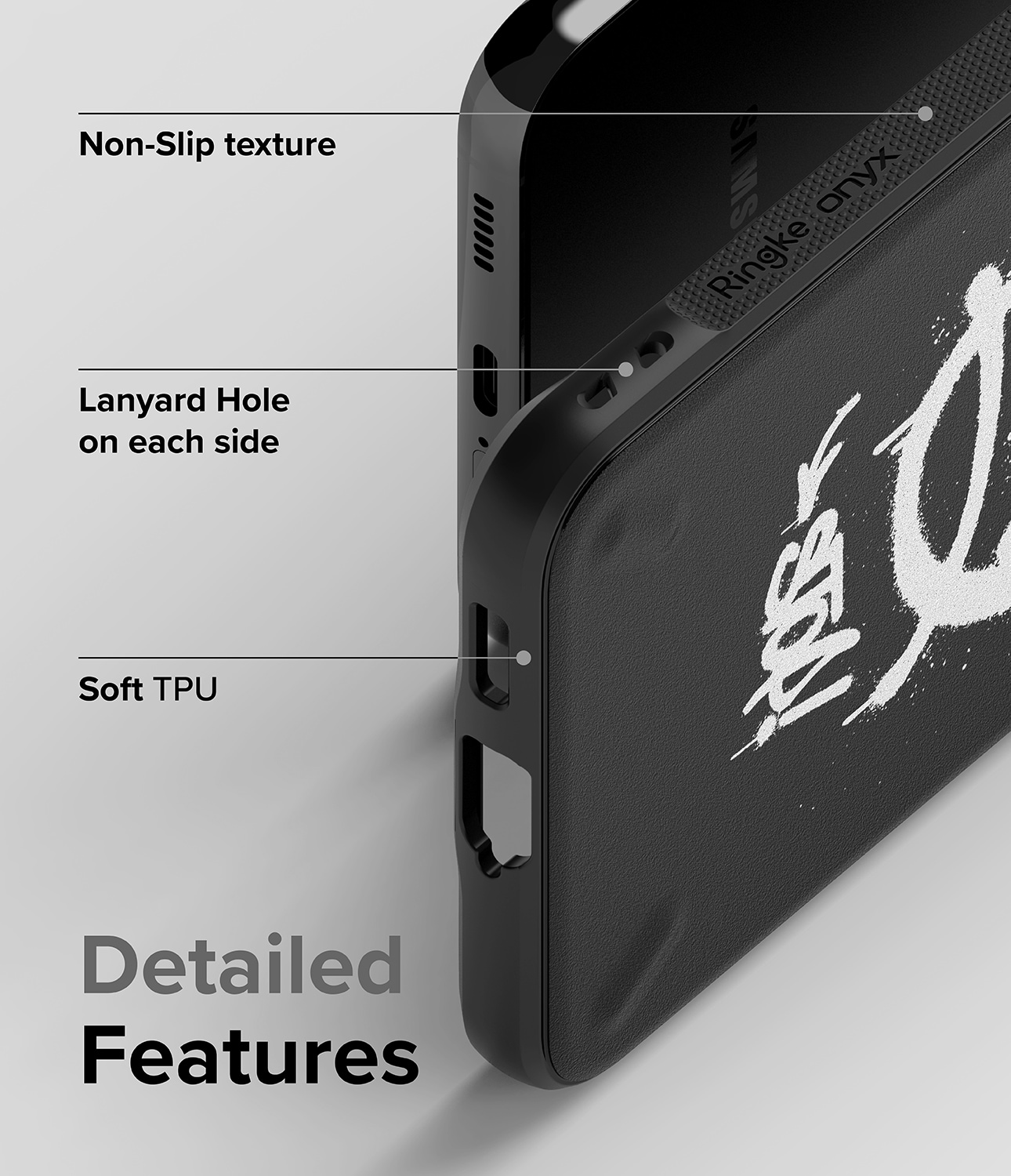 Ringke Onyx Design holdbart coveretui til Samsung Galaxy S22 + (S22 Plus) sort (X) ()
