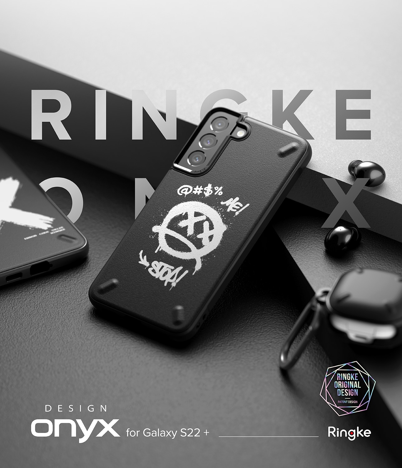 Ringke Onyx Design holdbart coveretui til Samsung Galaxy S22 + (S22 Plus) sort (X) ()