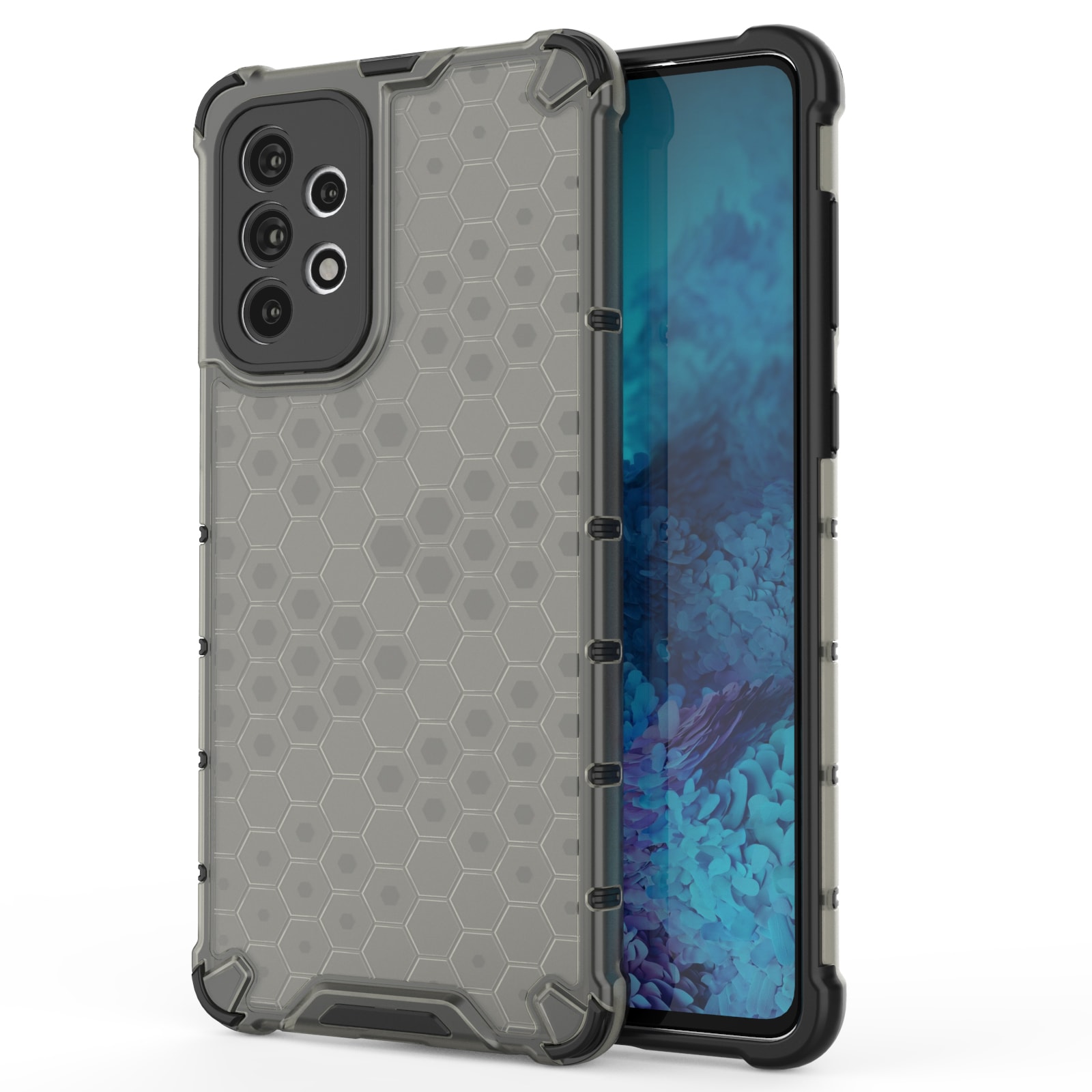 Honeycomb-etui pansret cover med gelramme til Samsung Galaxy A73 sort