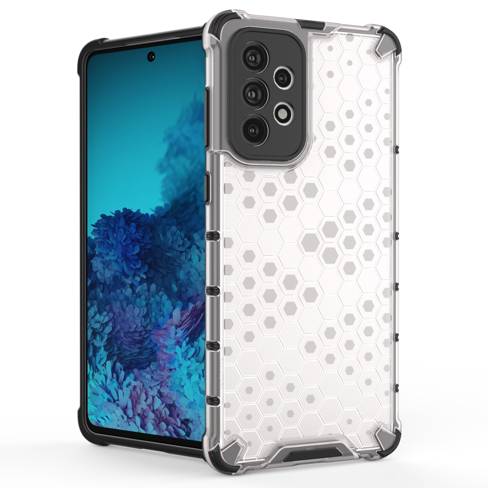 Honeycomb-etui pansret cover med gelramme til Samsung Galaxy A73 sort