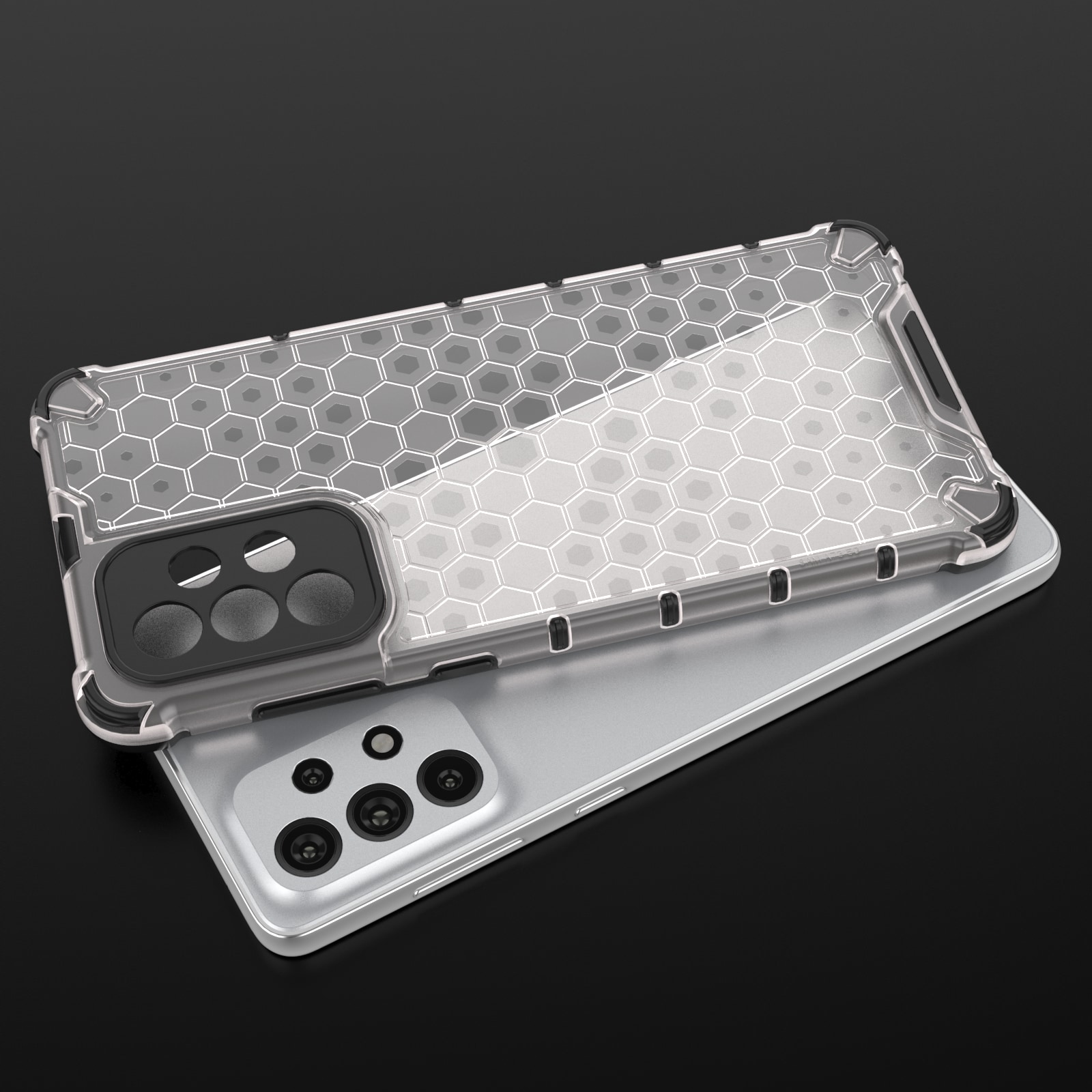 Honeycomb-etui pansret cover med gelramme til Samsung Galaxy A73 blå