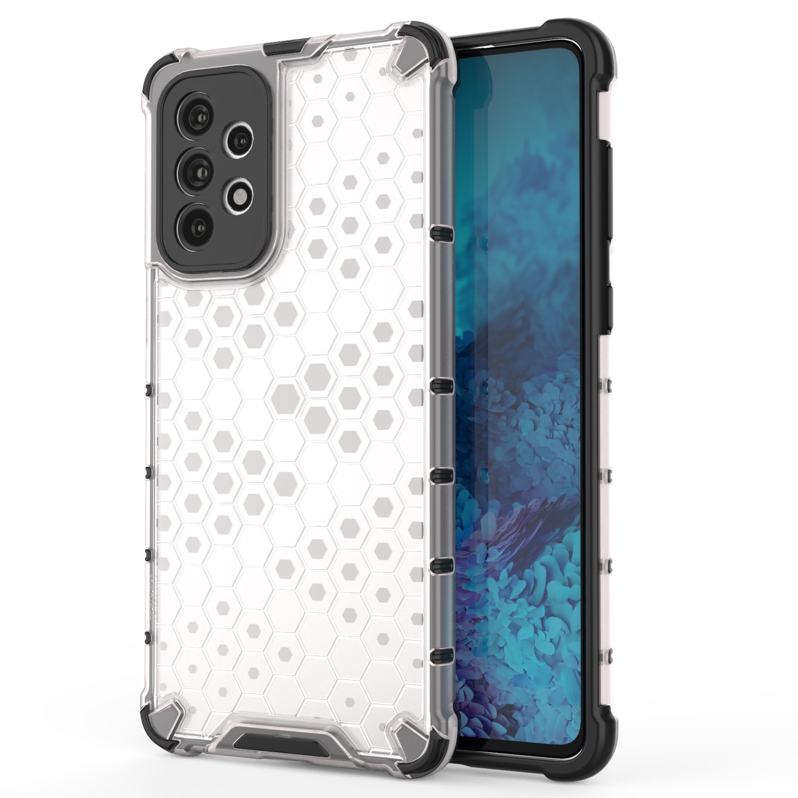 Honeycomb-etui pansret cover med gelramme til Samsung Galaxy A73 transparent