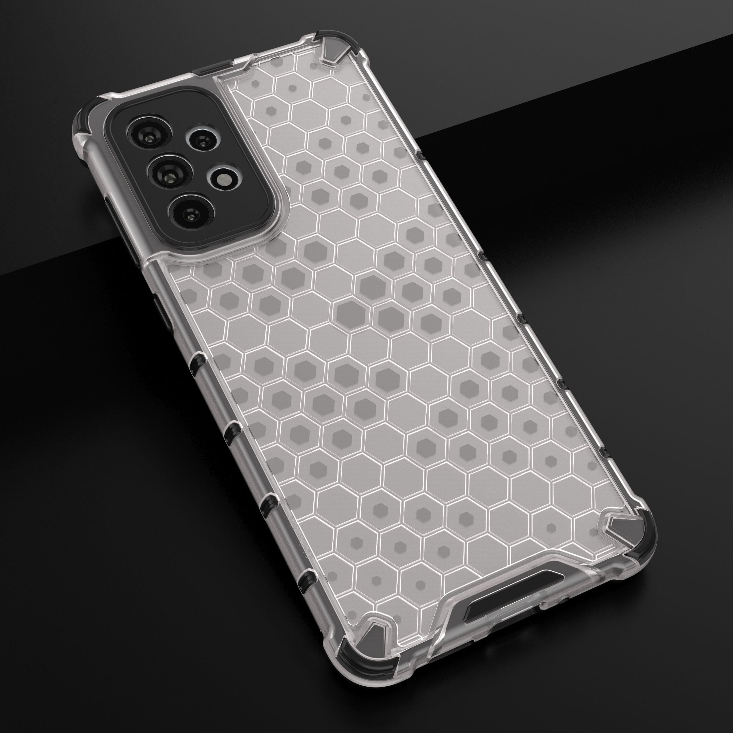 Honeycomb-etui pansret cover med gelramme til Samsung Galaxy A73 transparent
