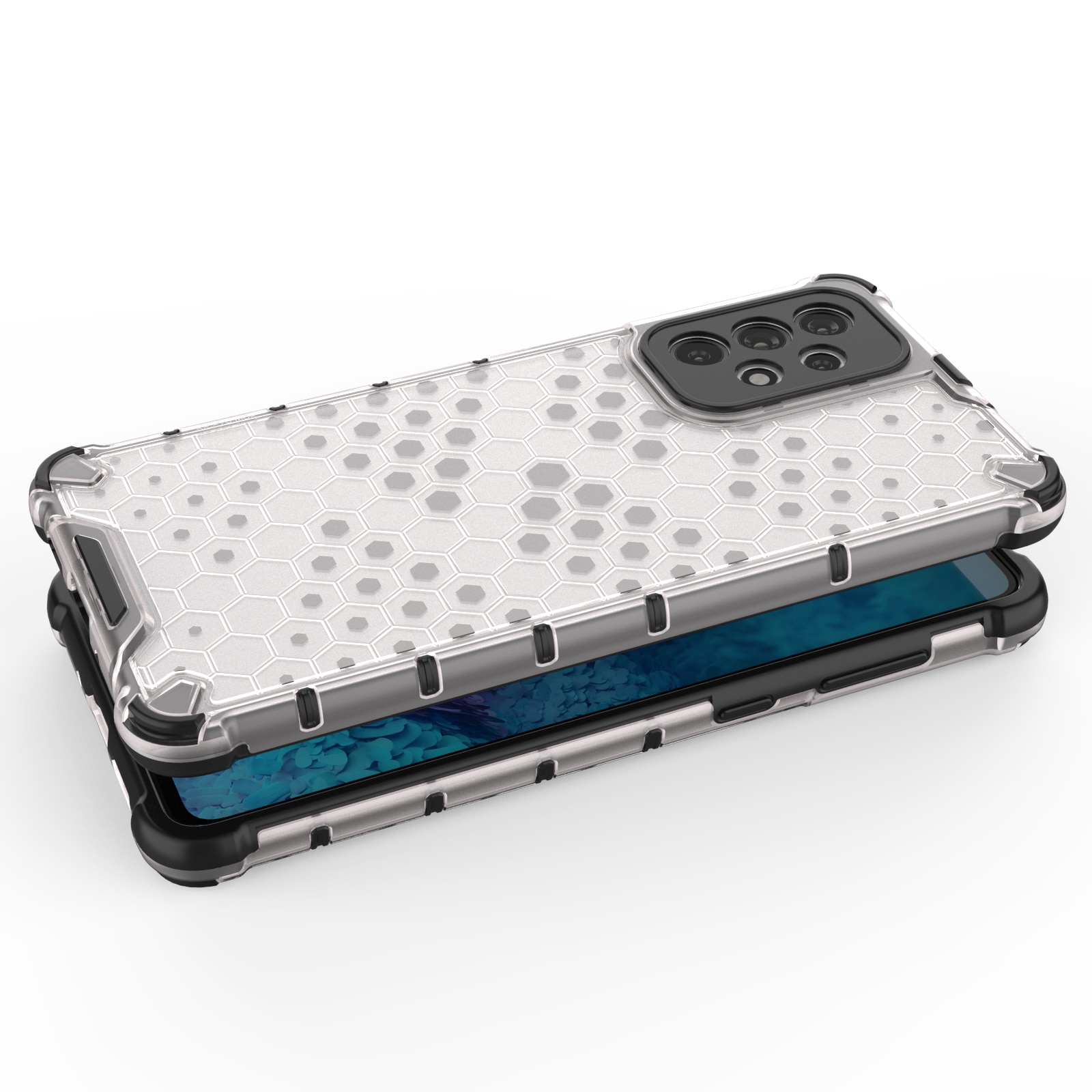 Honeycomb-etui pansret cover med gelramme til Samsung Galaxy A73 transparent