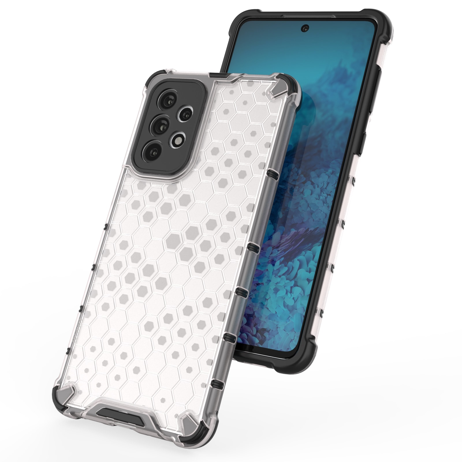 Honeycomb-etui pansret cover med gelramme til Samsung Galaxy A73 transparent