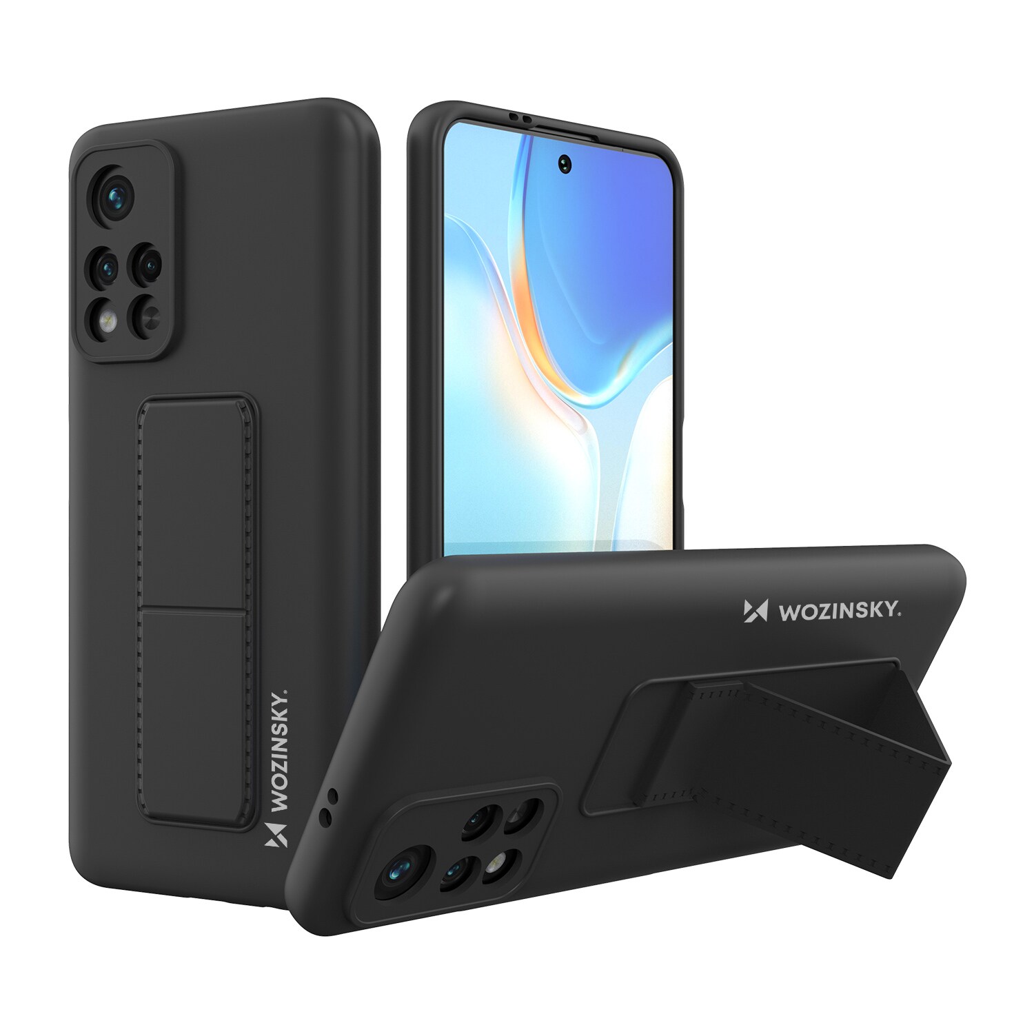 Wozinsky Kickstand-etui silikoneetui med kickstand-etui til Xiaomi Redmi Note 11S / Note 11 sort