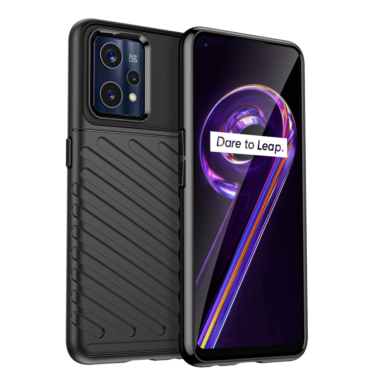 Thunder Case Fleksibelt pansret cover til Realme 9 Pro + (9 Pro Plus) sort