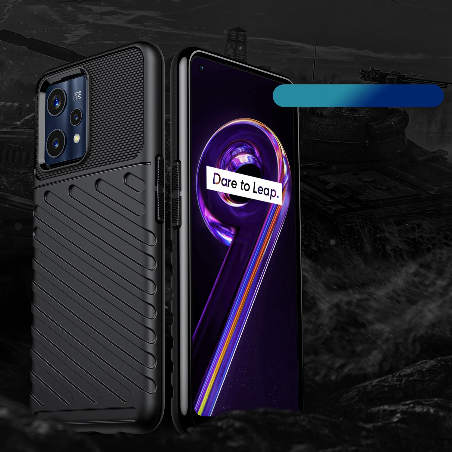 Thunder Case Fleksibelt pansret cover til Realme 9 Pro + (9 Pro Plus) sort