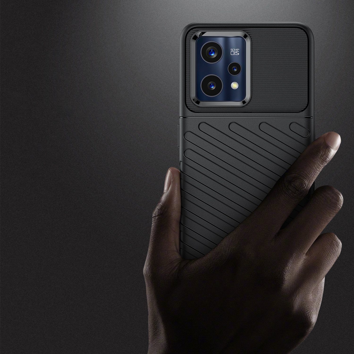 Thunder Case Fleksibelt pansret cover til Realme 9 Pro + (9 Pro Plus) sort