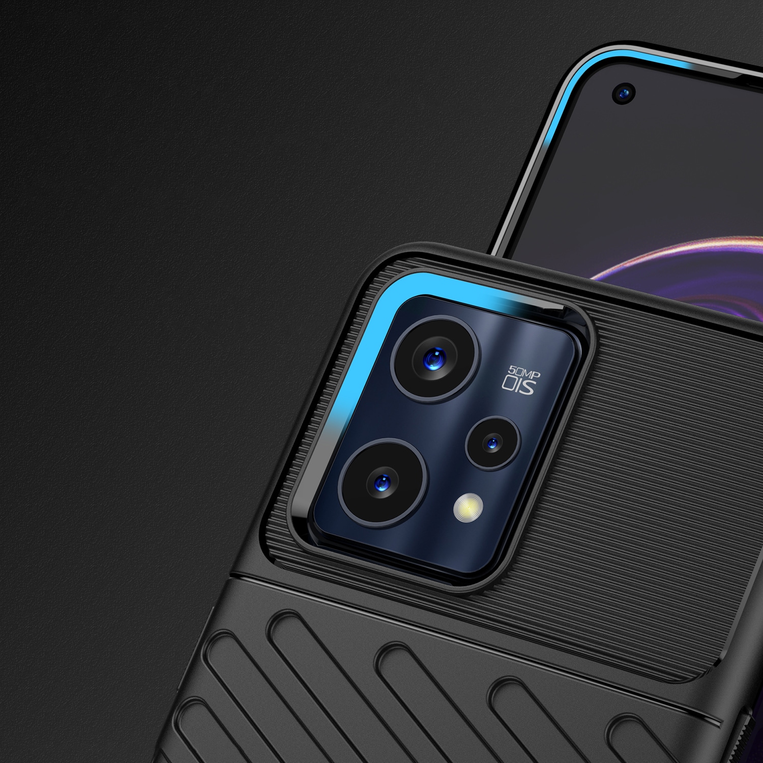 Thunder Case Fleksibelt pansret cover til Realme 9 Pro + (9 Pro Plus) sort