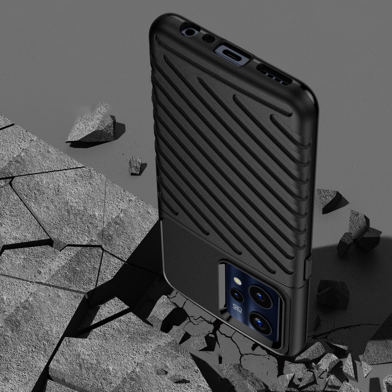 Thunder Case Fleksibelt pansret cover til Realme 9 Pro + (9 Pro Plus) sort
