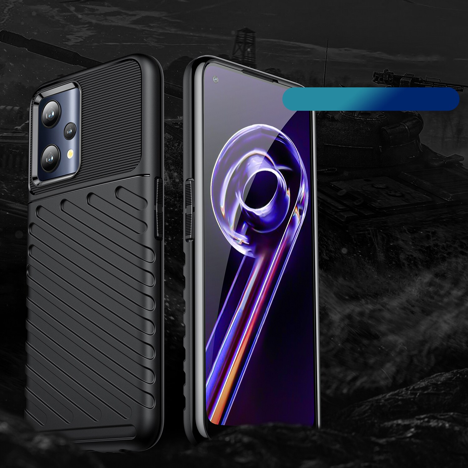 Thunder Case fleksibelt pansret cover Realme 9 Pro sort
