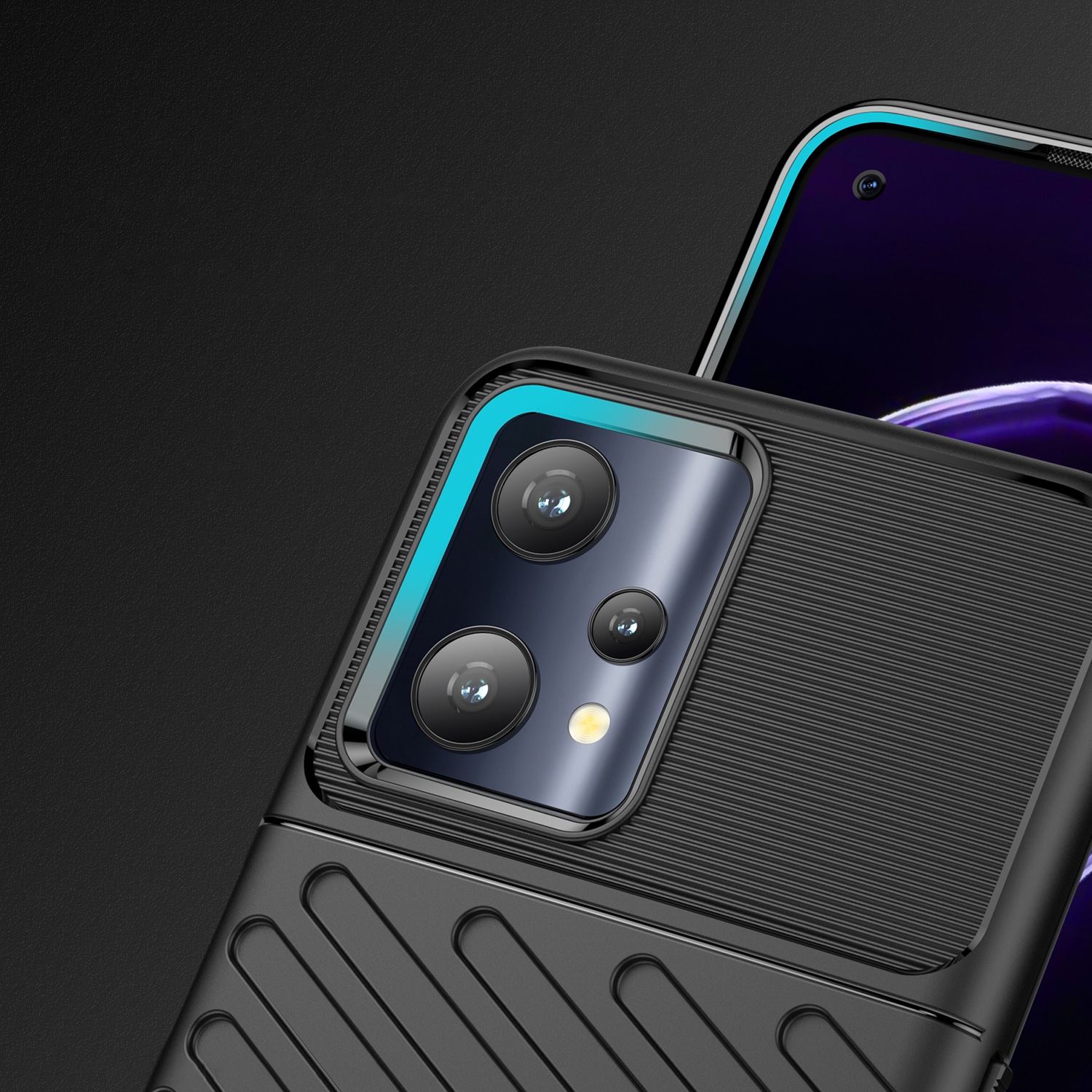 Thunder Case fleksibelt pansret cover Realme 9 Pro sort