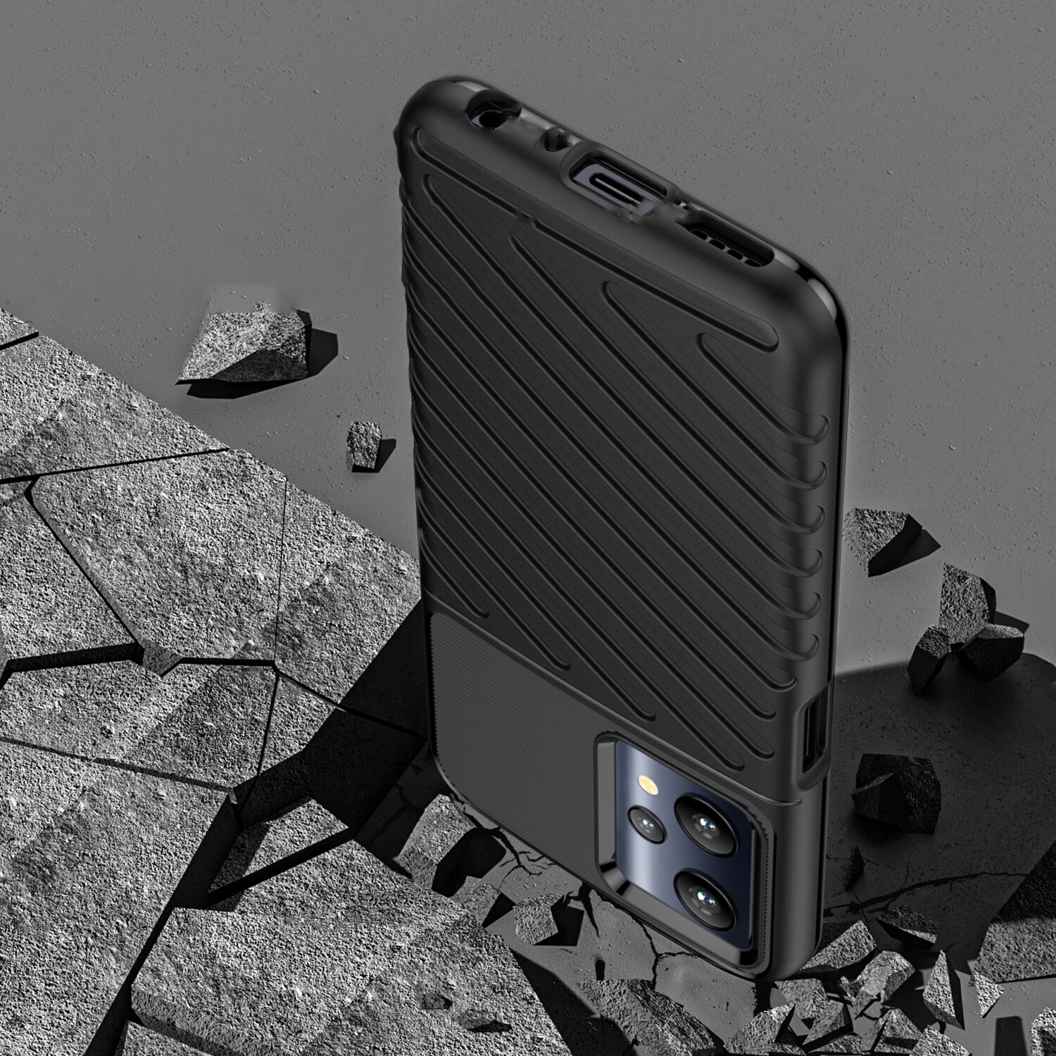 Thunder Case fleksibelt pansret cover Realme 9 Pro sort