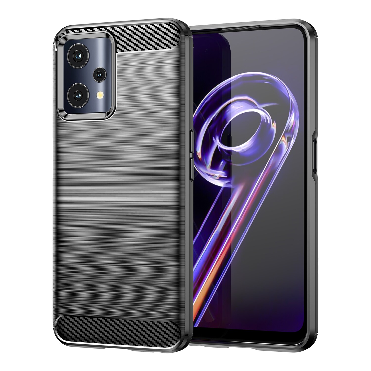 Carbon Case Fleksibelt cover Realme 9 Pro sort
