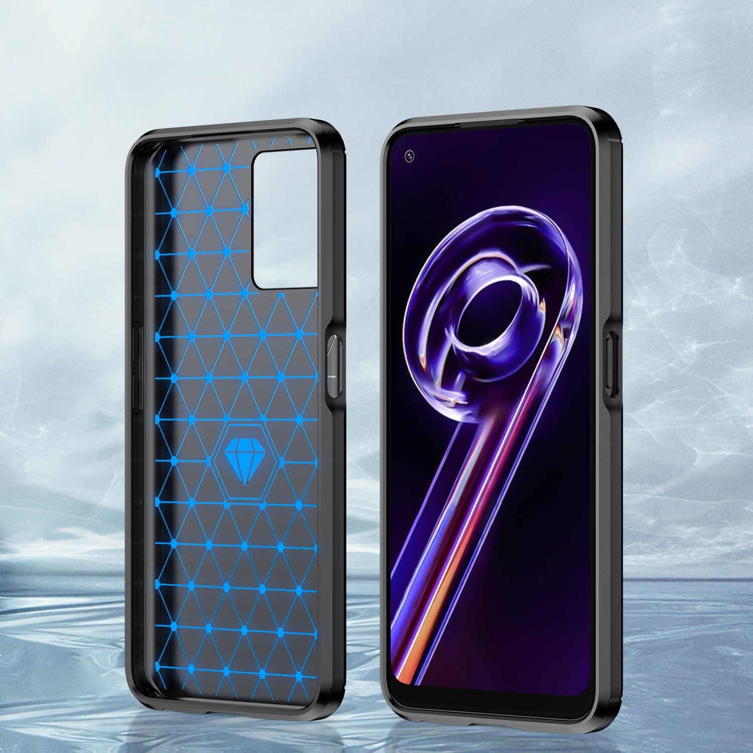 Carbon Case Fleksibelt cover Realme 9 Pro sort