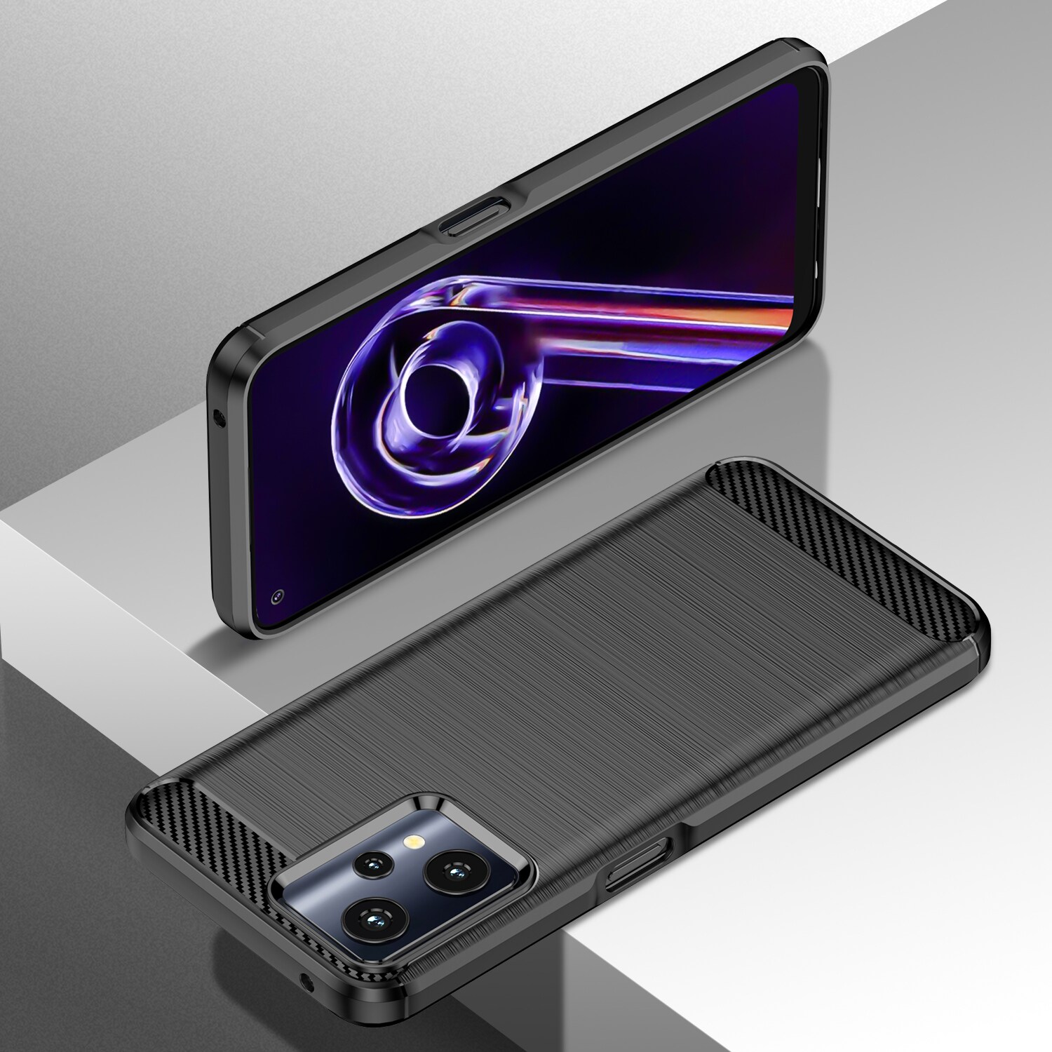 Carbon Case Fleksibelt cover Realme 9 Pro sort
