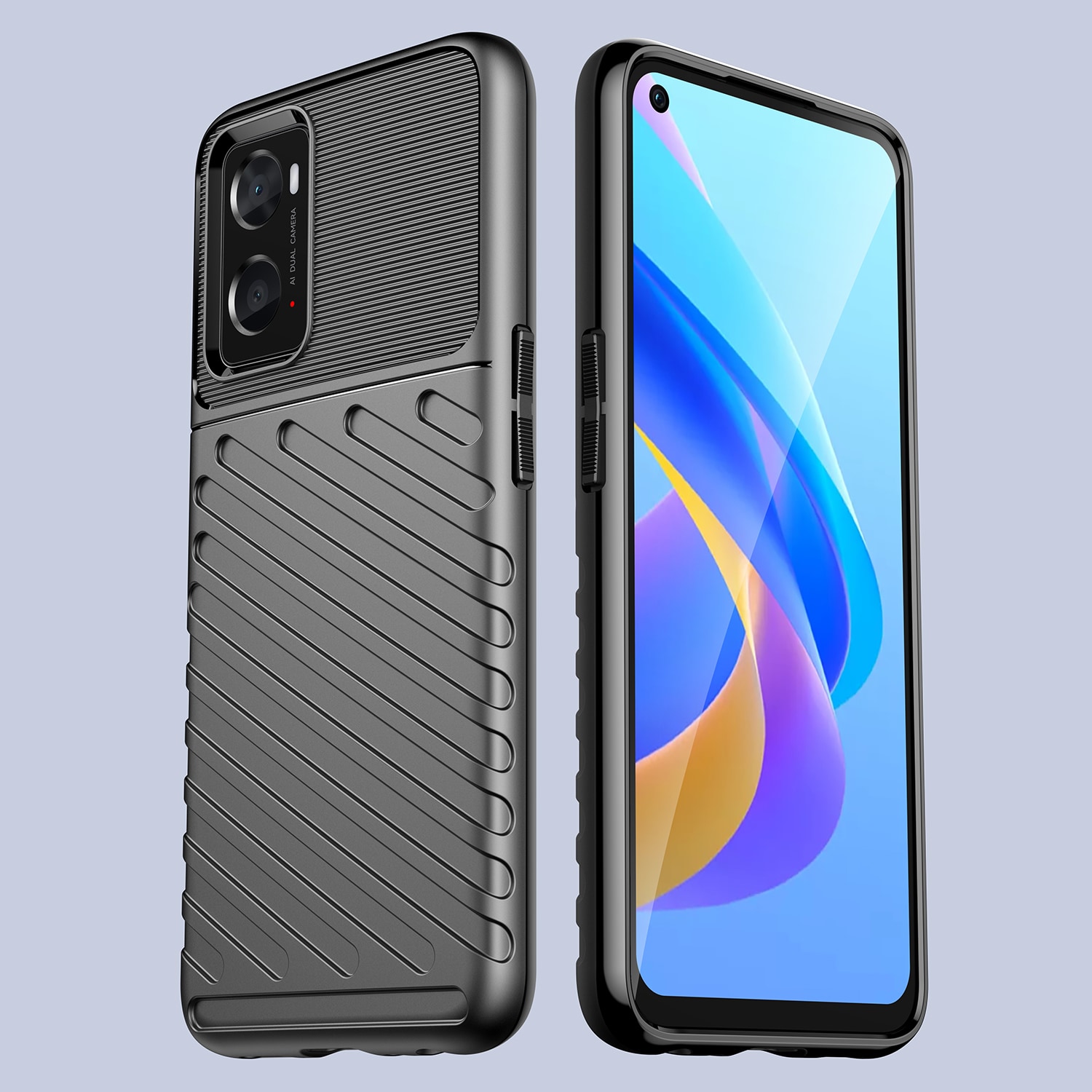 Thunder Case fleksibelt pansret cover til Oppo A76 / Oppo A36 / Realme 9i sort