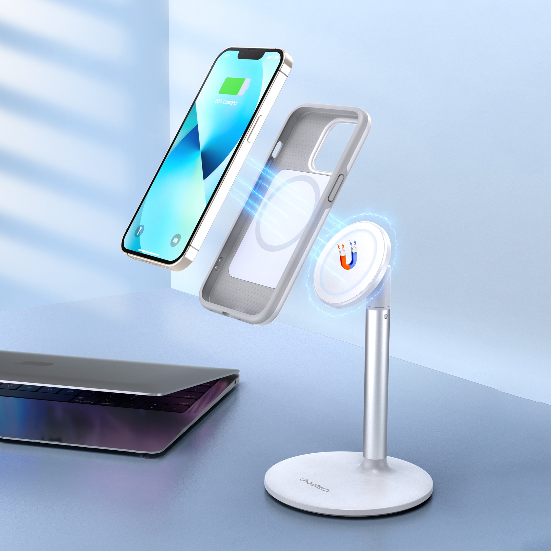 Choetech MFM Anti-drop etui lavet til MagSafe til iPhone 13 Pro hvid (PC0113-MFM-WH)