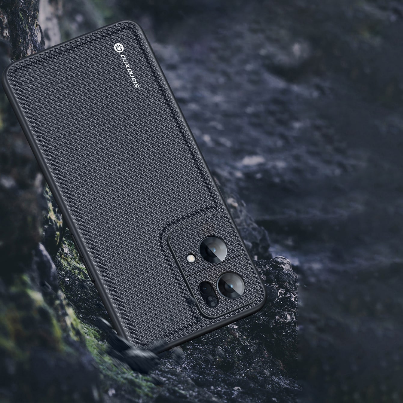 Dux Ducis Fino etui dækket med nylonmateriale Oppo Reno7 Pro 5G sort