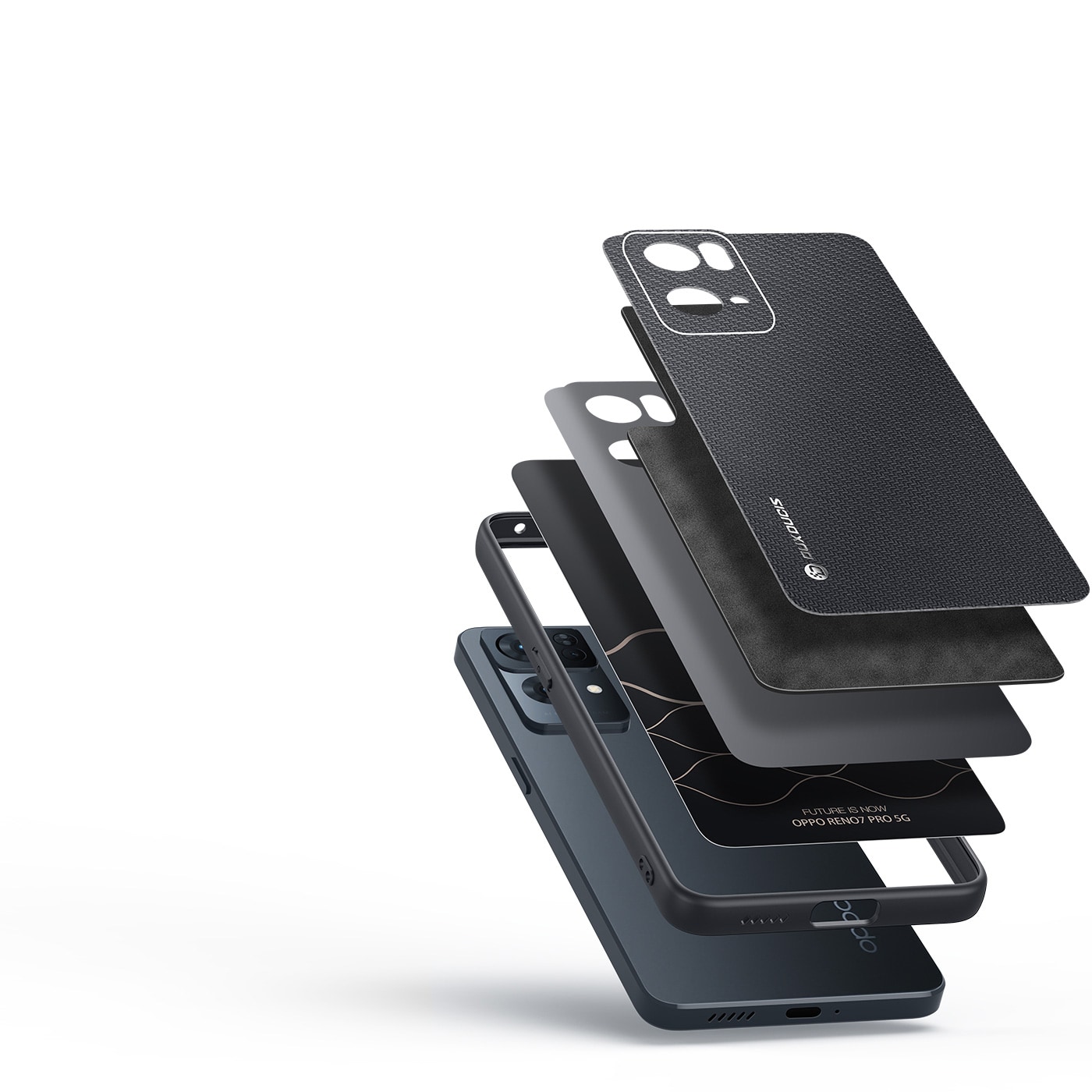 Dux Ducis Fino etui dækket med nylonmateriale Oppo Reno7 Pro 5G sort
