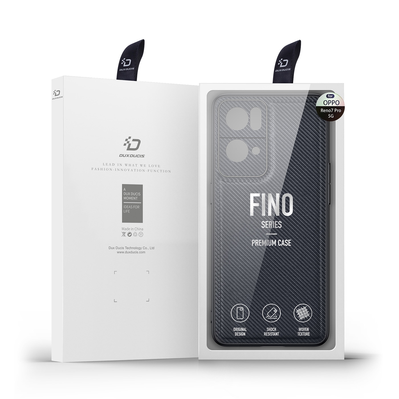 Dux Ducis Fino etui dækket med nylonmateriale Oppo Reno7 Pro 5G sort